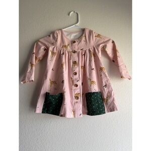 Girls Sweet Honey Pink Christmas Dress/tunic/top Long Sleeve Size 5 Deer Holly